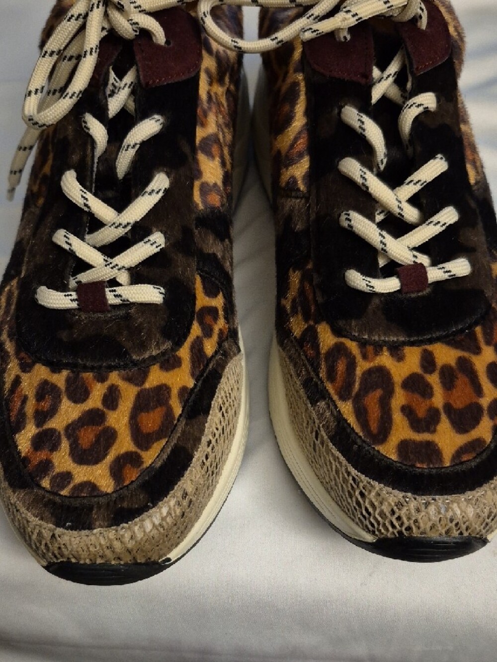 Leopard Print Women's Fashion Sneakers - Brown/Black - Picture 8 of 8